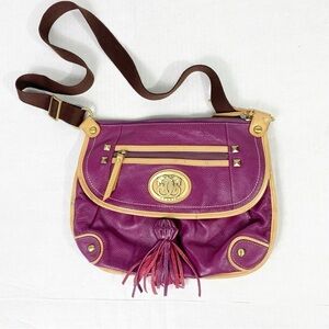 SHARIF Pebbled Leather Crossbody Bag Fuchsia Vintage Y2K